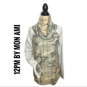 12PM BY MON AMI Soft Long Sleeve Cowl Neck Top